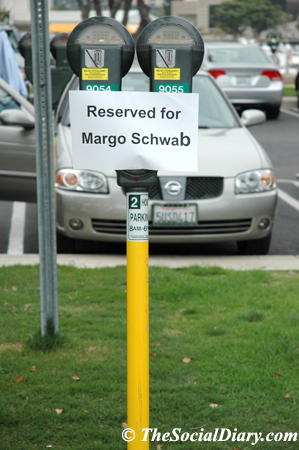 reserved parking space for Margo Schwab and The Social Diary